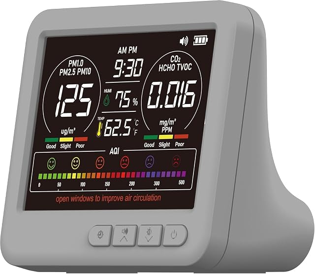 AirWhisper 16-in-1 indoor air quality monitor with HD color screen