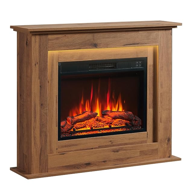 BALDERIA Finn floor-standing electric fireplace in dark oak cabinet