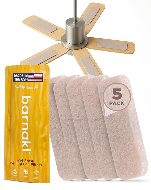 Barnakl Pet Fresh ceiling fan blade filters, five pack with velcro strips