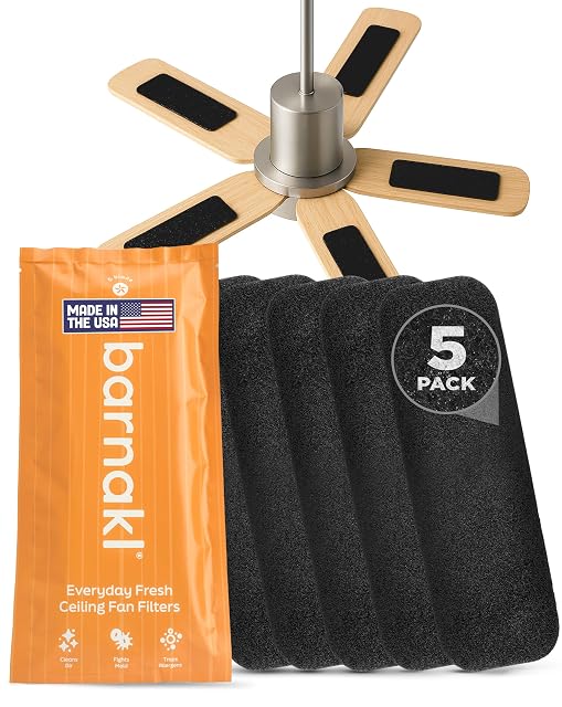 Barnakl ceiling fan air purifier carbon pads, five count with adhesive backing