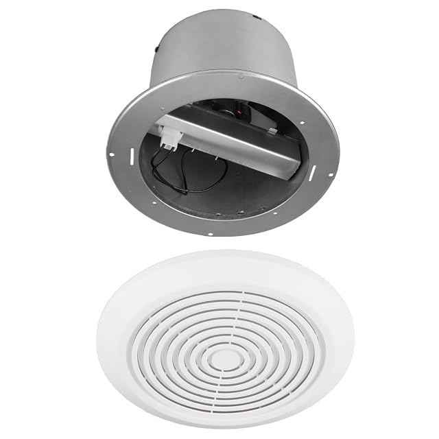 Holdly 7-inch bathroom ceiling exhaust fan with white grille and duct collar