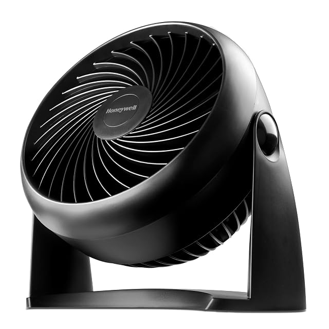 Honeywell TurboForce tabletop air circulator fan in black with pivoting head