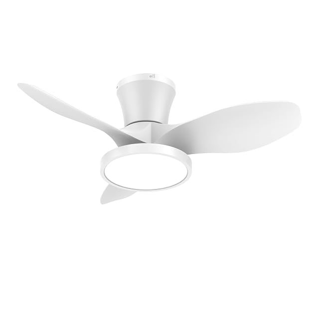 ocioc 32-inch quiet ceiling fan in white with frosted LED shade