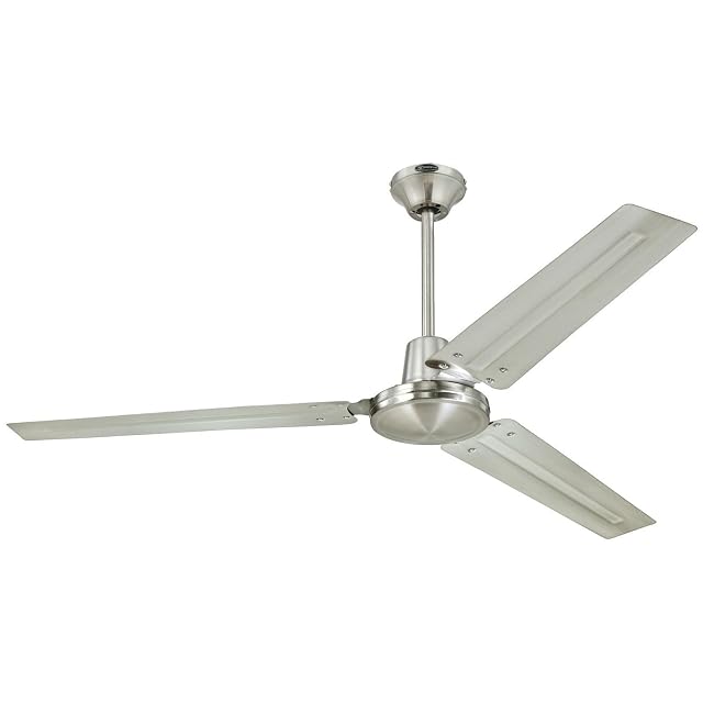 Westinghouse 56-inch industrial ceiling fan in brushed nickel with three steel blades