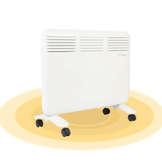 Vilobos electric convector heater in white on four castors with LED display