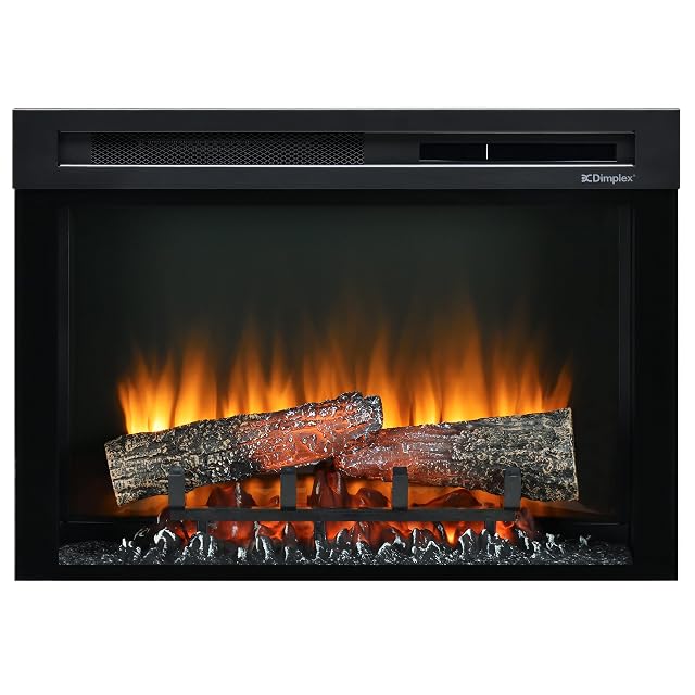 Dimplex XHD26 electric fireplace insert built into a media wall cut-out