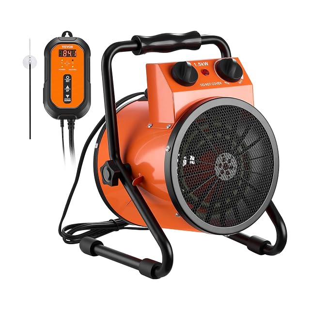 VEVOR greenhouse electric space heater with adjustable angle and carry handle