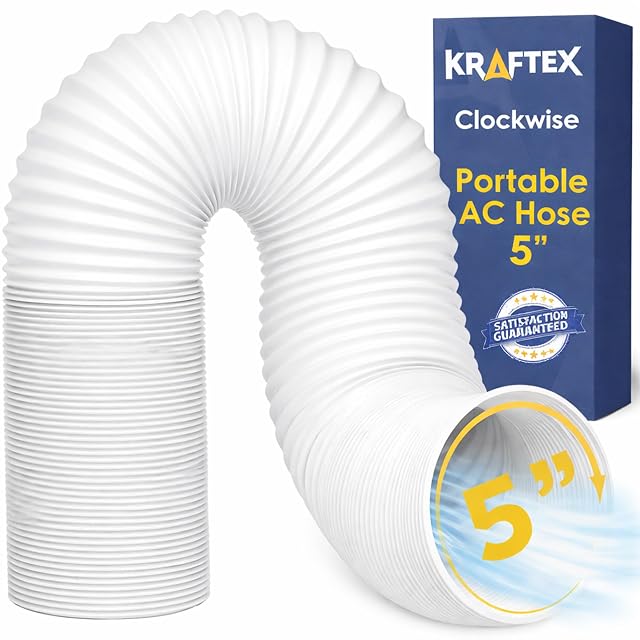 Kraftex clockwise air conditioner exhaust hose in white, 5 inch diameter