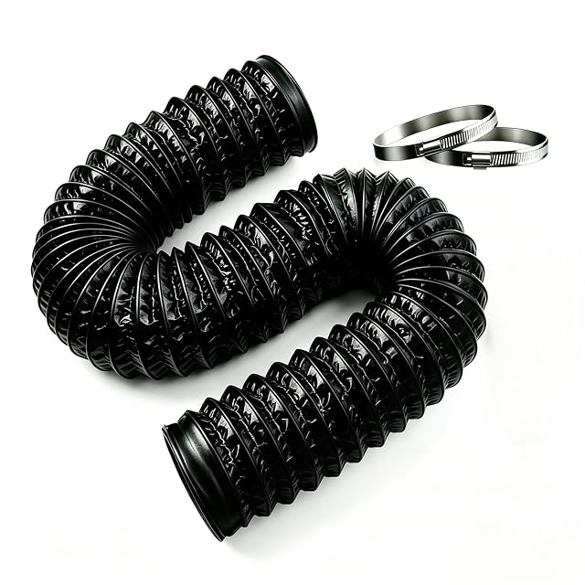 FanGoFast black 150 mm flexible exhaust hose extended to its full length