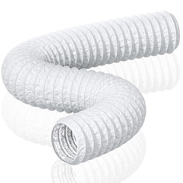 HG Power white 150 mm flexible exhaust hose coiled beside its packaging