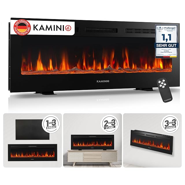 KAMINIO Marlon Pro 50 electric fireplace shown built into a wall recess