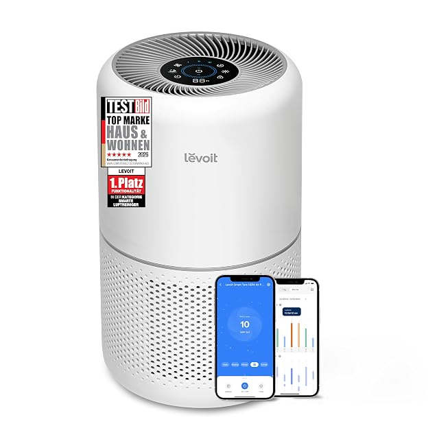 Levoit Core 300S air purifier with laser sensor ring lit up