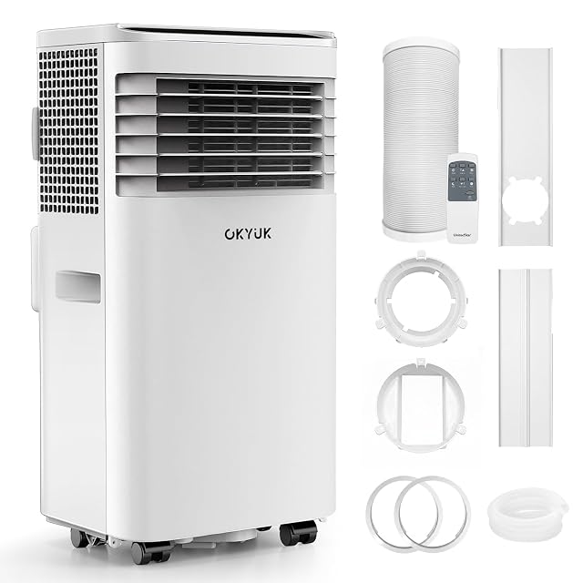 Okyuk SKYR-1A07 portable air conditioner with LED display and window installation kit