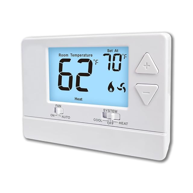 riseem non-programmable thermostat in white with backlit LCD display