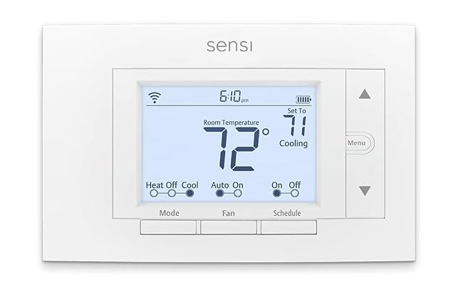 Sensi Smart Thermostat ST55 on a wall with button controls