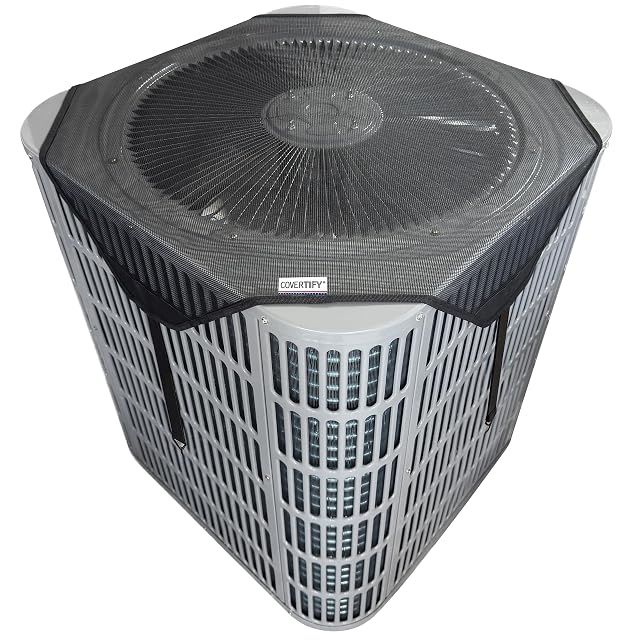 COVERTIFY breathable mesh air conditioner cover on an outdoor condenser top