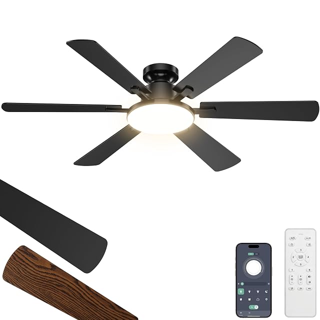 ROTTOGOON 132 cm ceiling fan with light, remote and app control