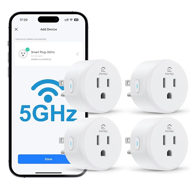 EIGHTREE 5GHz smart plug, compact round white body with single socket