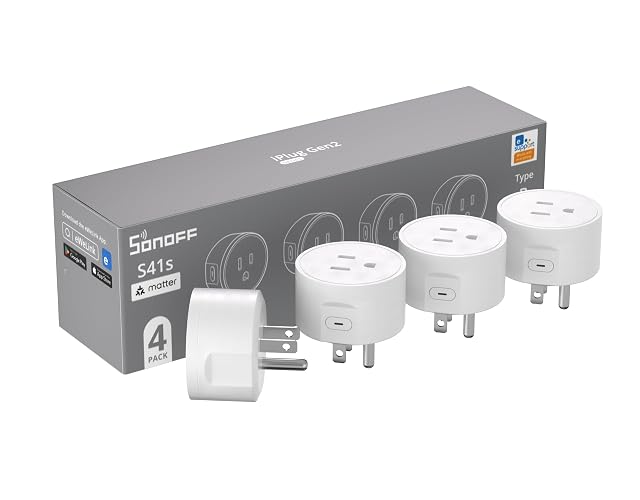 SONOFF Matter smart plug S41s, white square body with status light