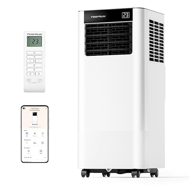 Temprium YPK11S-07C portable air conditioner with digital control panel and window exhaust hose