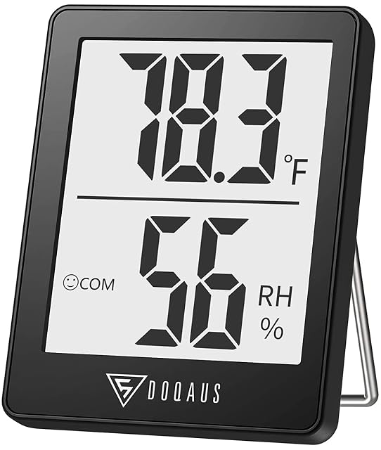 DOQAUS digital hygrometer and indoor thermometer in black with 2.3-inch LCD