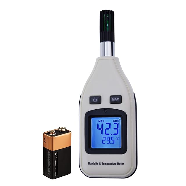 Gain Express handheld digital humidity and temperature meter with backlit LCD