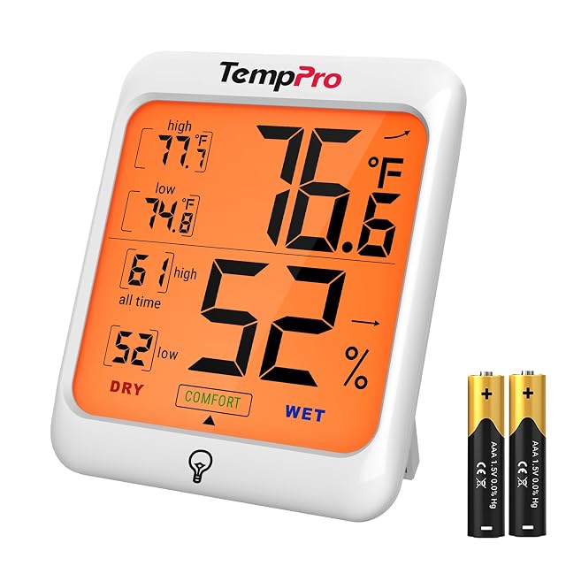 TempPro TempAir digital hygrometer and indoor thermometer with wide LCD display