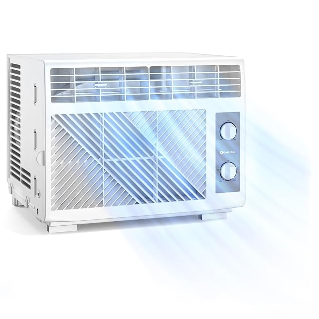 Comfort Zone 5000 BTU window air conditioner in white with mechanical dials