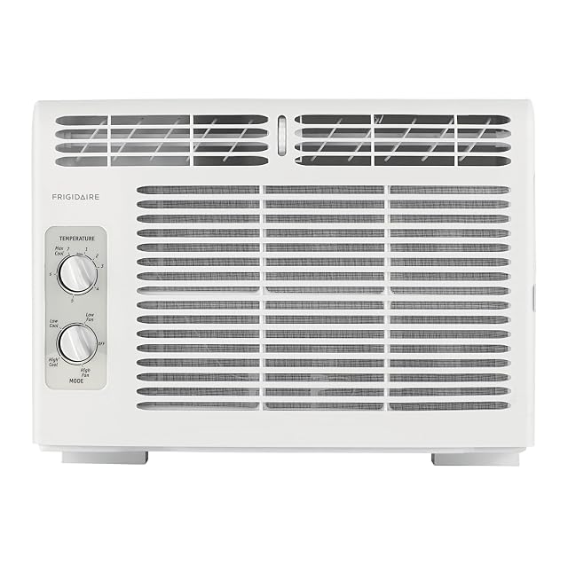 Frigidaire 5000 BTU window-mounted air conditioner in white with front control panel