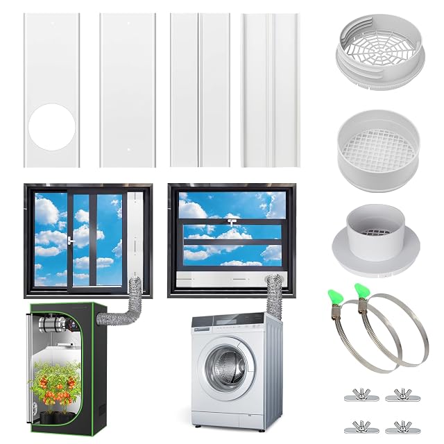 Estoder window vent kit with PVC seal plates and three duct adapters