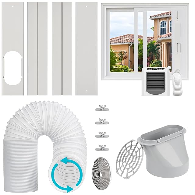 Foancie portable AC window vent kit with seal plates, exhaust hose and coupler